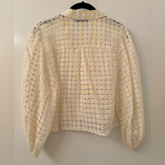 Zara Cream Black Boxy Blouse with Notched Collar - Picture 2 of 4